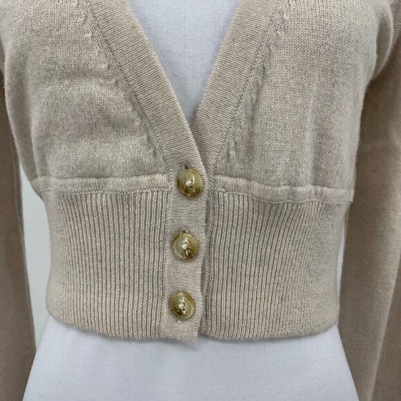 Loulou Studio Cardigan Womens M Medium Beige Batiki Cashmere Cropped Button Up - Picture 4 of 15